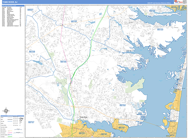 Toms River, NJ Zip Code Map